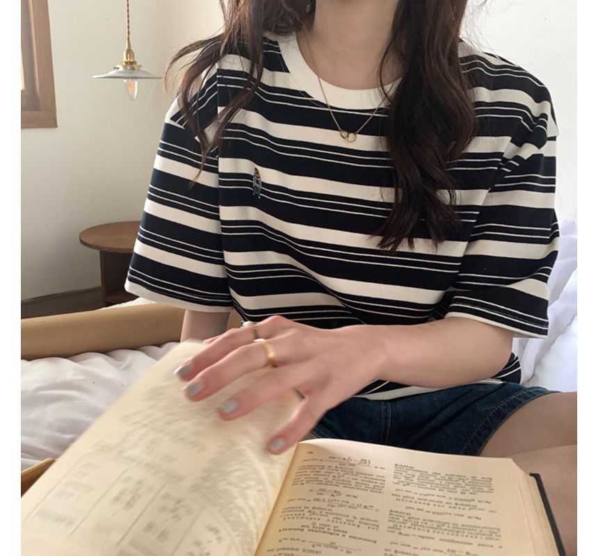 Striped Crew T-Shirt Short-Sleeve Neck