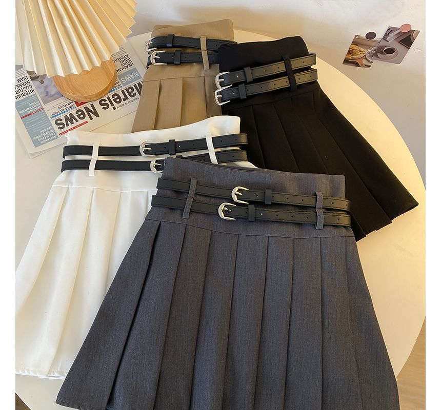 Plain Mini A-Line Pleated Skirt