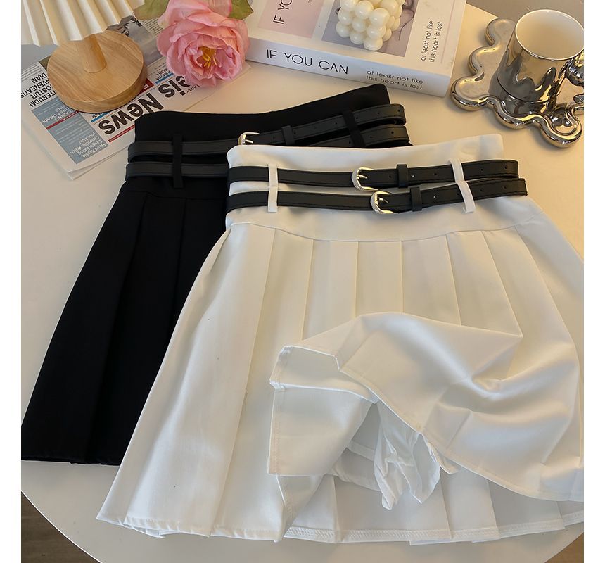 Plain Mini A-Line Pleated Skirt