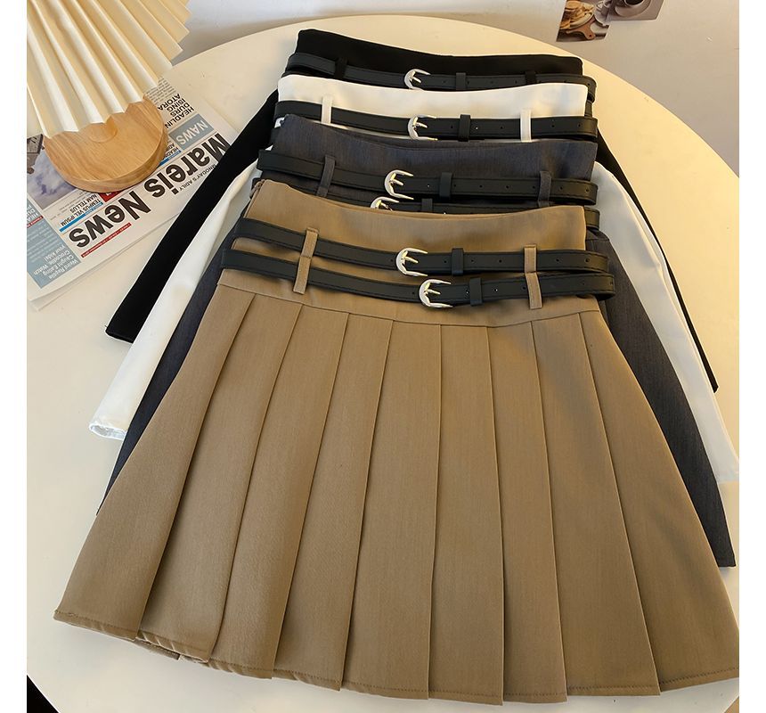 Plain Mini A-Line Pleated Skirt