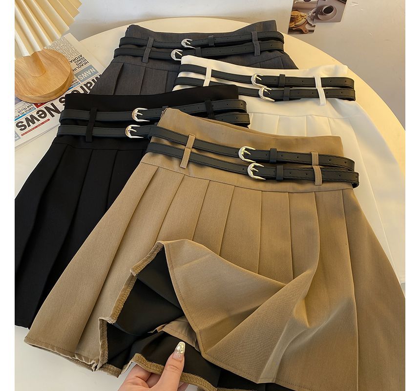 Plain Mini A-Line Pleated Skirt