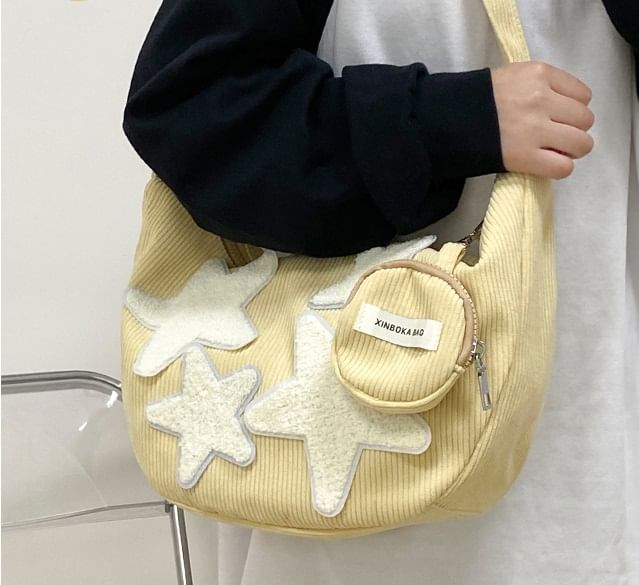 With Corduroy Pouch Designs) Applique Coin (Various Star Zipper Purse Crossbody