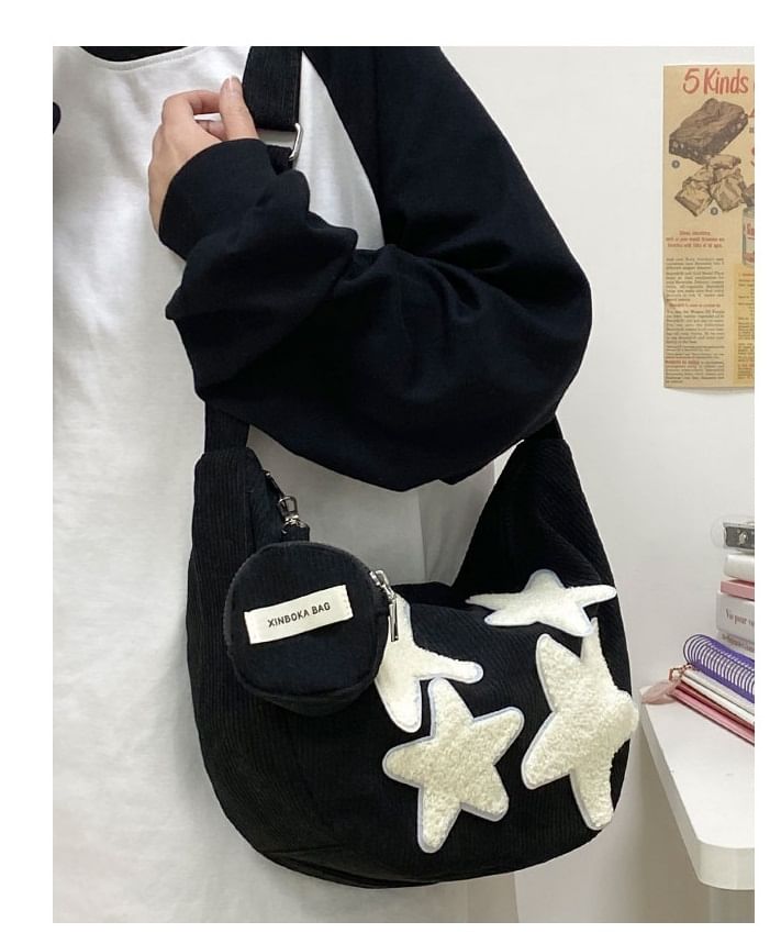 With Corduroy Pouch Designs) Applique Coin (Various Star Zipper Purse Crossbody