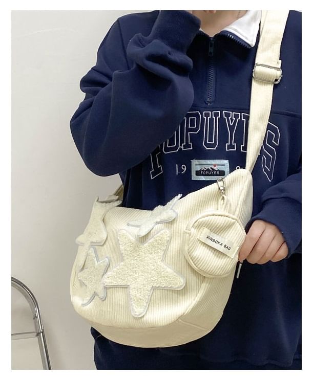 With Corduroy Pouch Designs) Applique Coin (Various Star Zipper Purse Crossbody