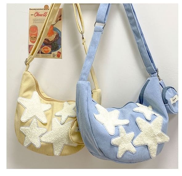 With Corduroy Pouch Designs) Applique Coin (Various Star Zipper Purse Crossbody