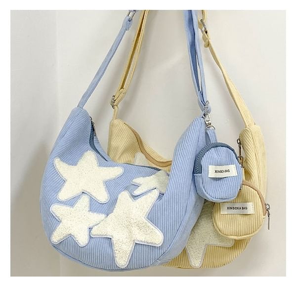 With Corduroy Pouch Designs) Applique Coin (Various Star Zipper Purse Crossbody