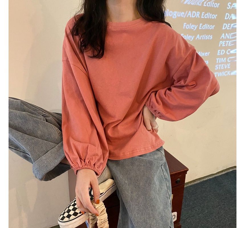 Tee Balloon Neck Round Sleeve Plain