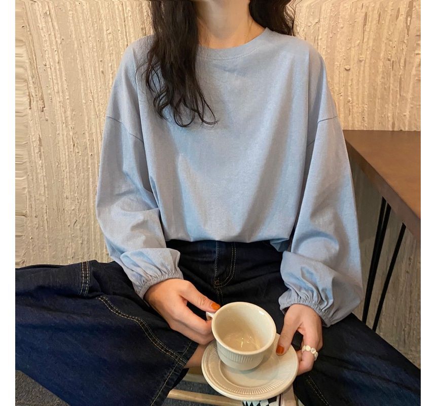 Tee Balloon Neck Round Sleeve Plain