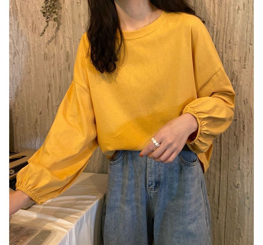 Tee Balloon Neck Round Sleeve Plain