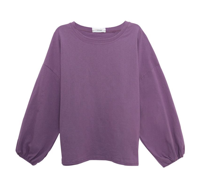 Tee Balloon Neck Round Sleeve Plain