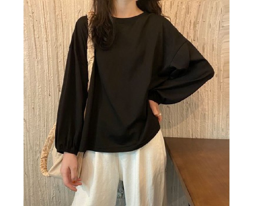 Tee Balloon Neck Round Sleeve Plain