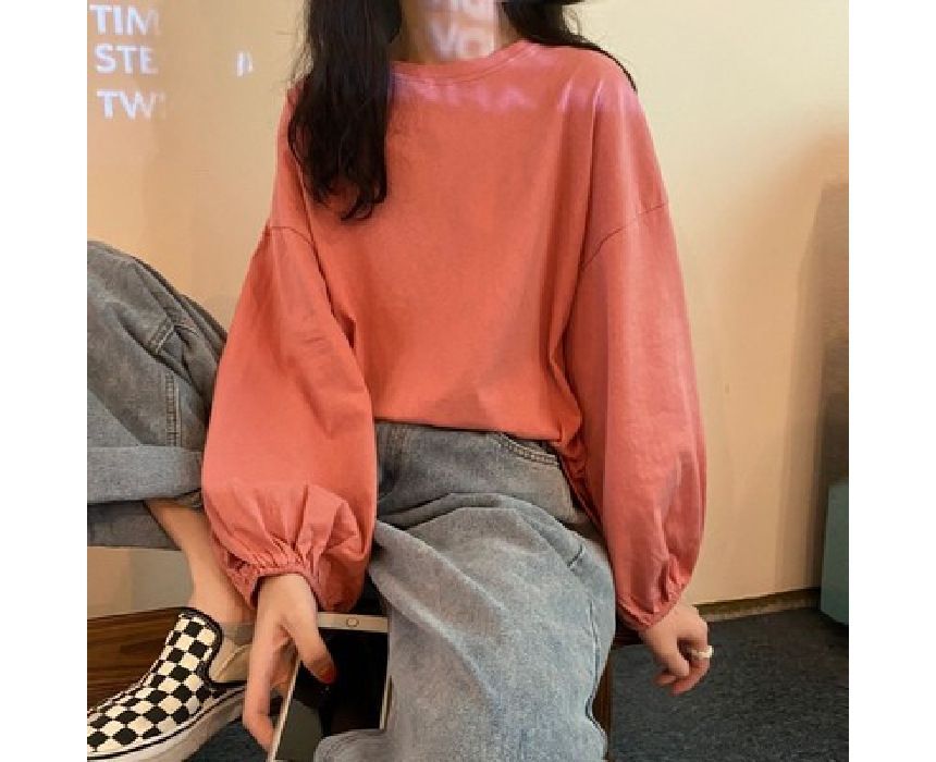 Tee Balloon Neck Round Sleeve Plain