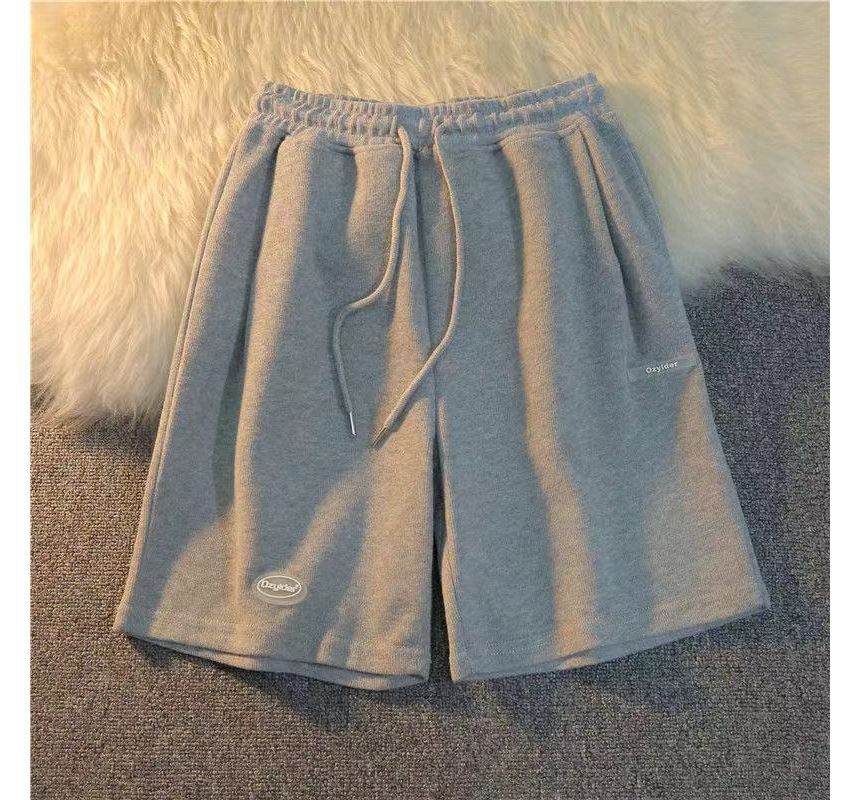 Drawstring Plain Waist Sweat Shorts
