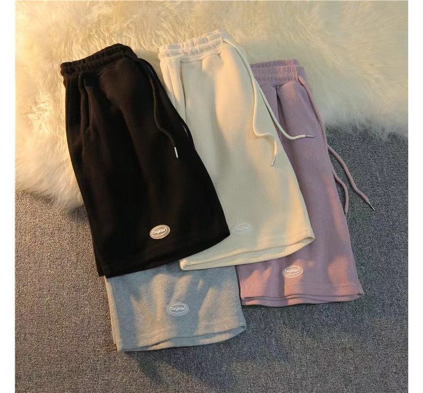 Drawstring Plain Waist Sweat Shorts