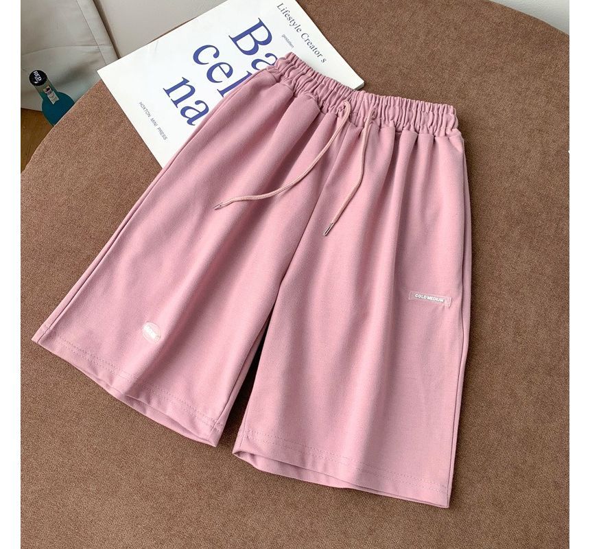 Drawstring Plain Waist Sweat Shorts