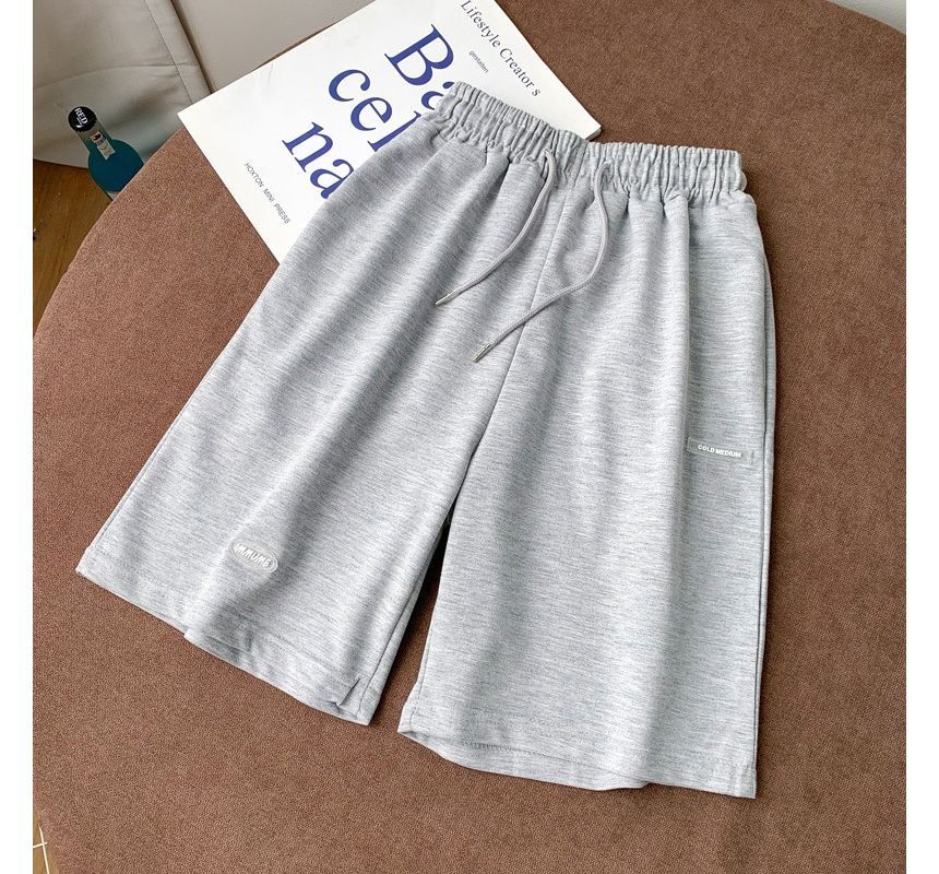 Drawstring Plain Waist Sweat Shorts