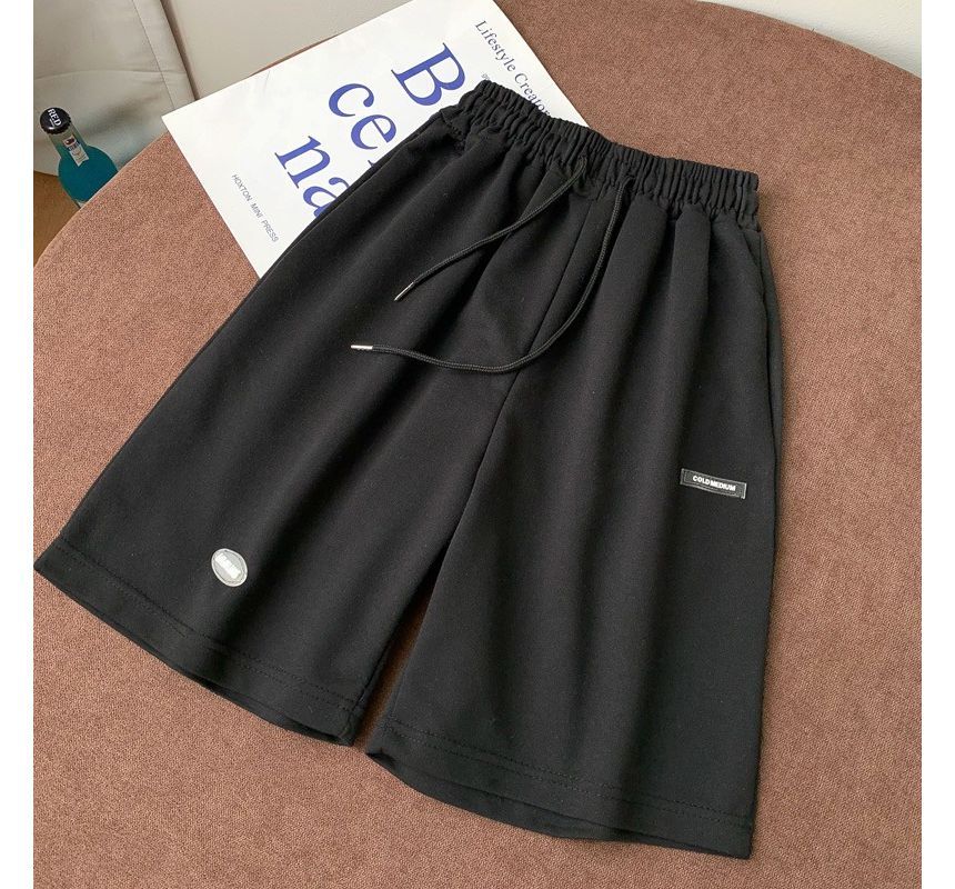 Drawstring Plain Waist Sweat Shorts