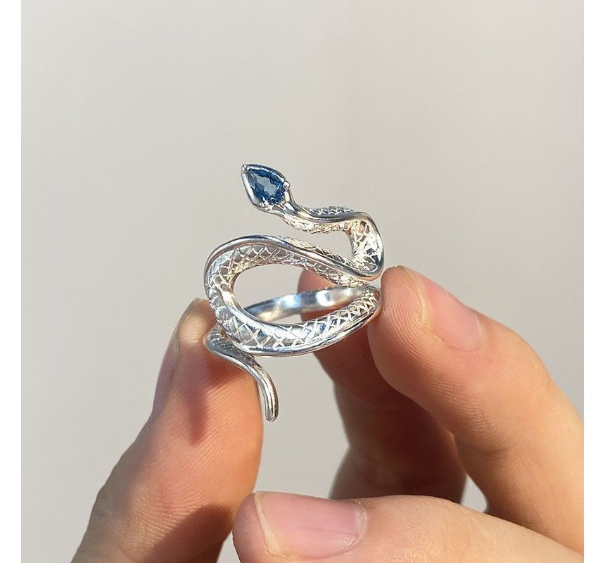 Rhinestone Ring Alloy Open Snake