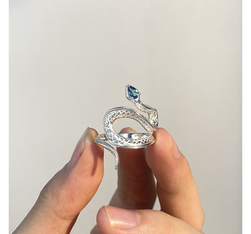 Rhinestone Ring Alloy Open Snake