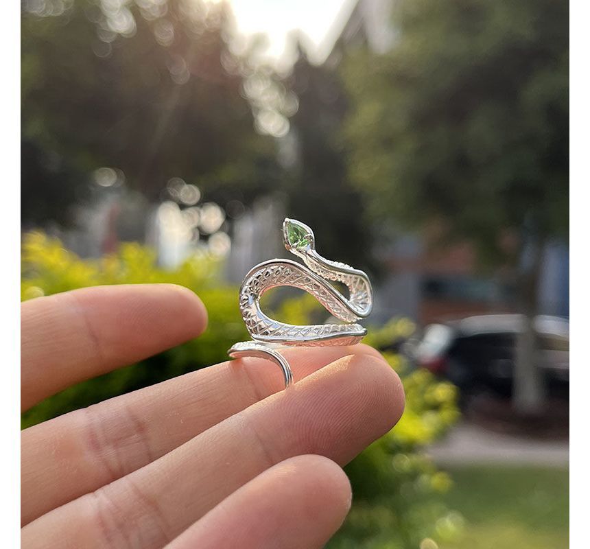 Rhinestone Ring Alloy Open Snake