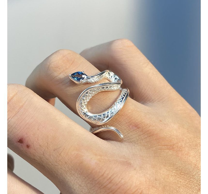 Rhinestone Ring Alloy Open Snake