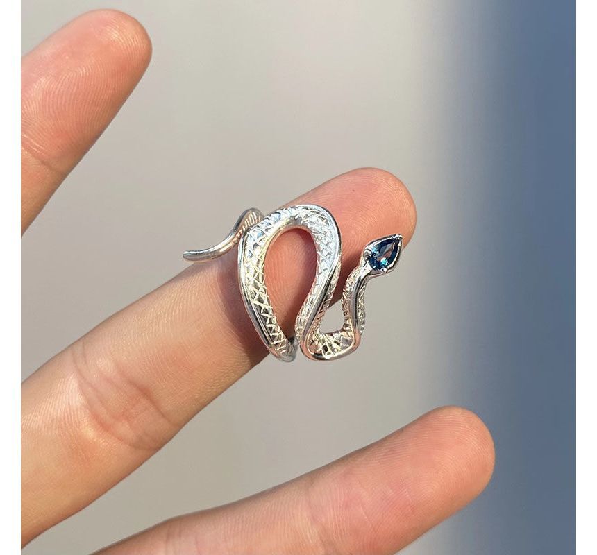 Rhinestone Ring Alloy Open Snake