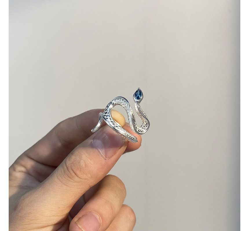 Rhinestone Ring Alloy Open Snake