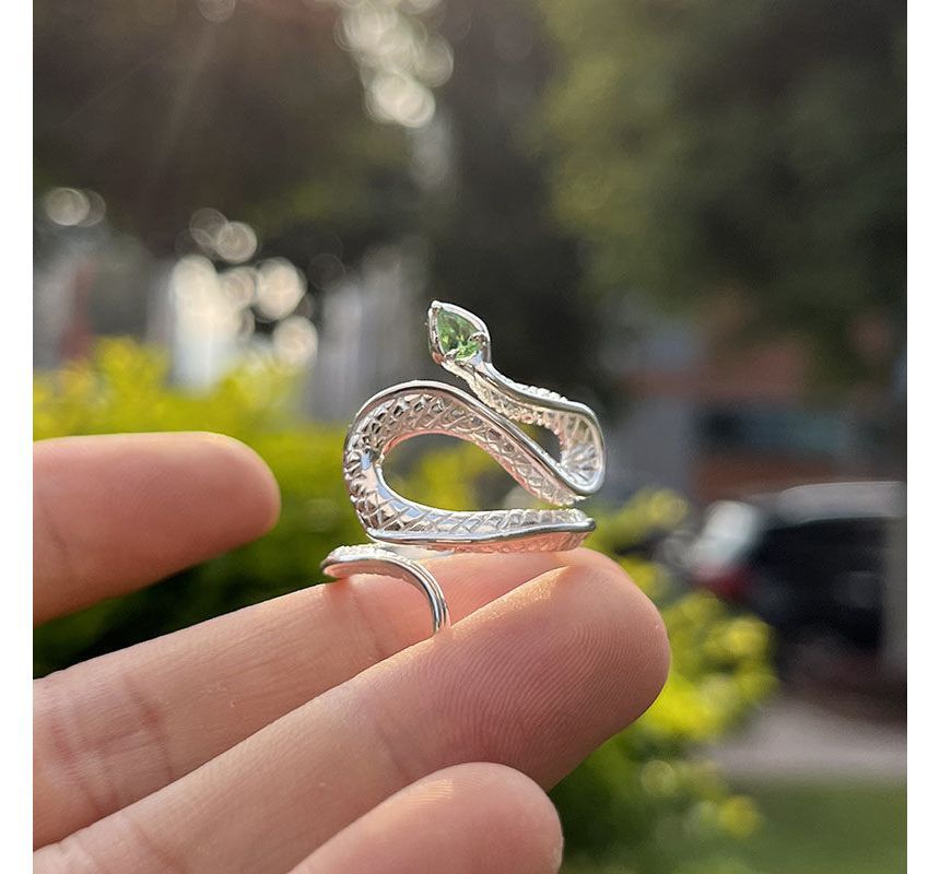 Rhinestone Ring Alloy Open Snake