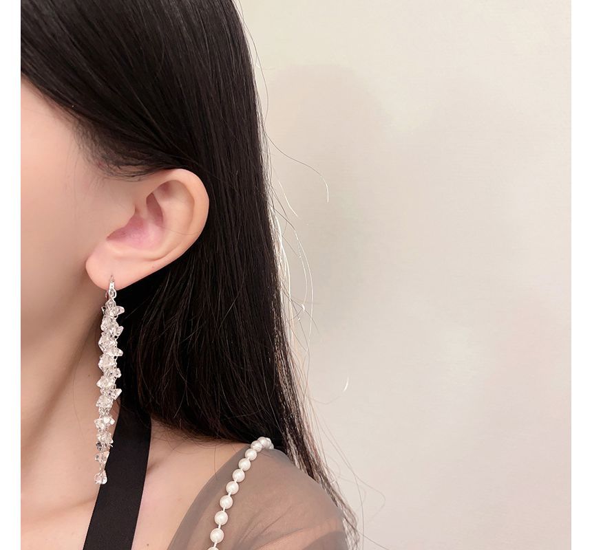 Faux Fringed Crystal Earring Alloy