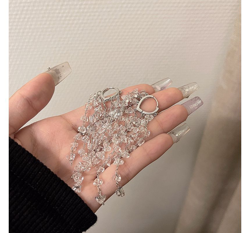 Faux Fringed Crystal Earring Alloy