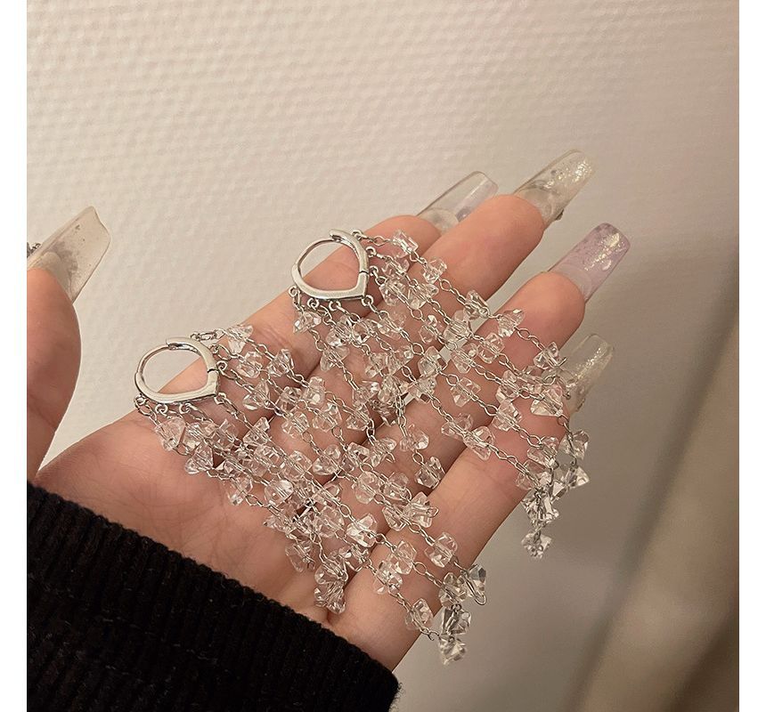 Faux Fringed Crystal Earring Alloy