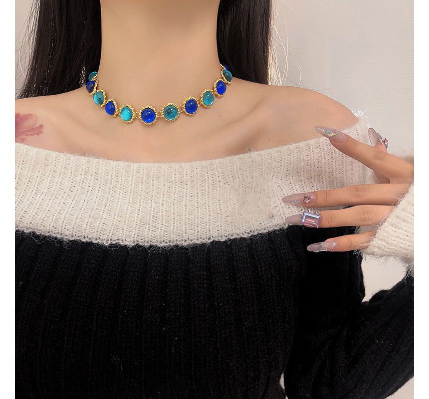 Faux Alloy Gemstone Choker