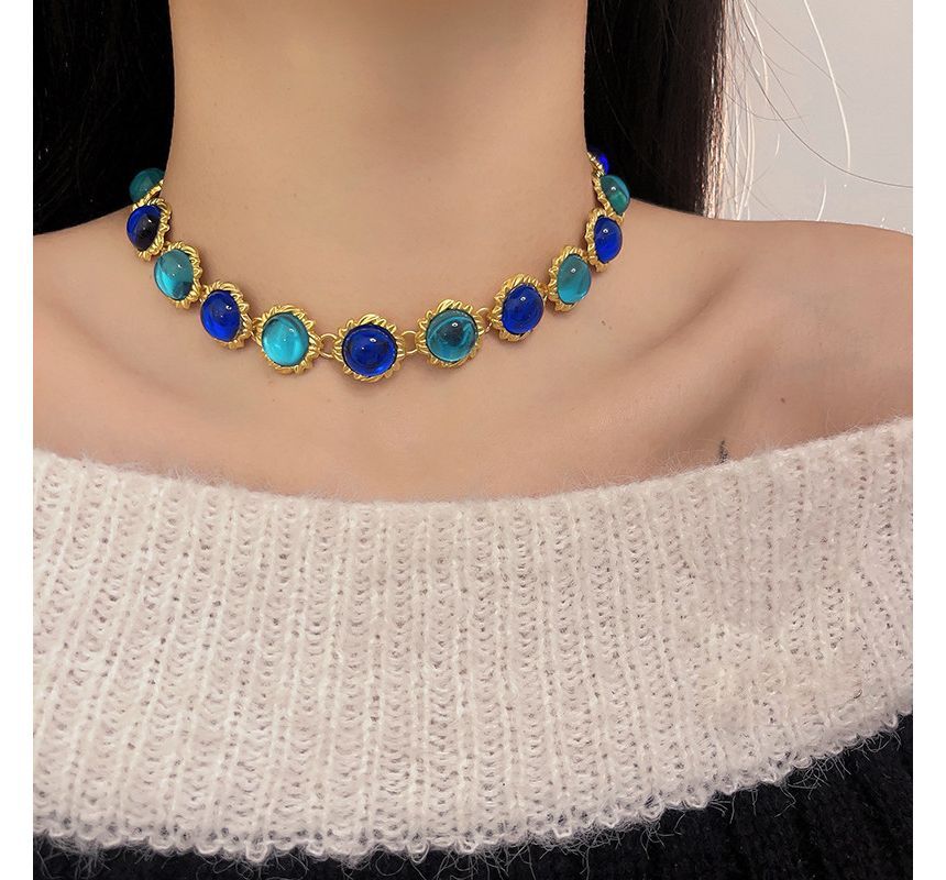 Faux Alloy Gemstone Choker