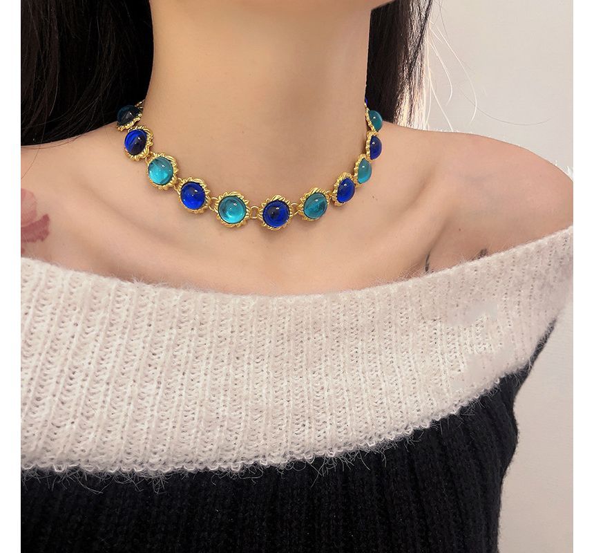 Faux Alloy Gemstone Choker