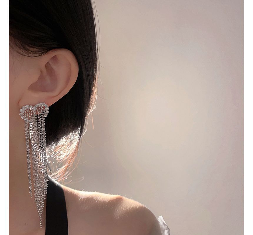 Alloy Earring Heart Fringed