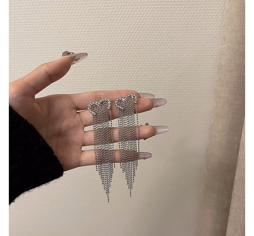 Alloy Earring Heart Fringed