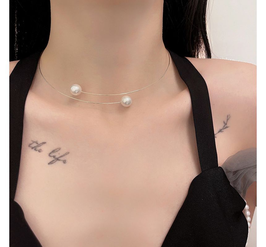 Choker Faux Open Alloy Pearl