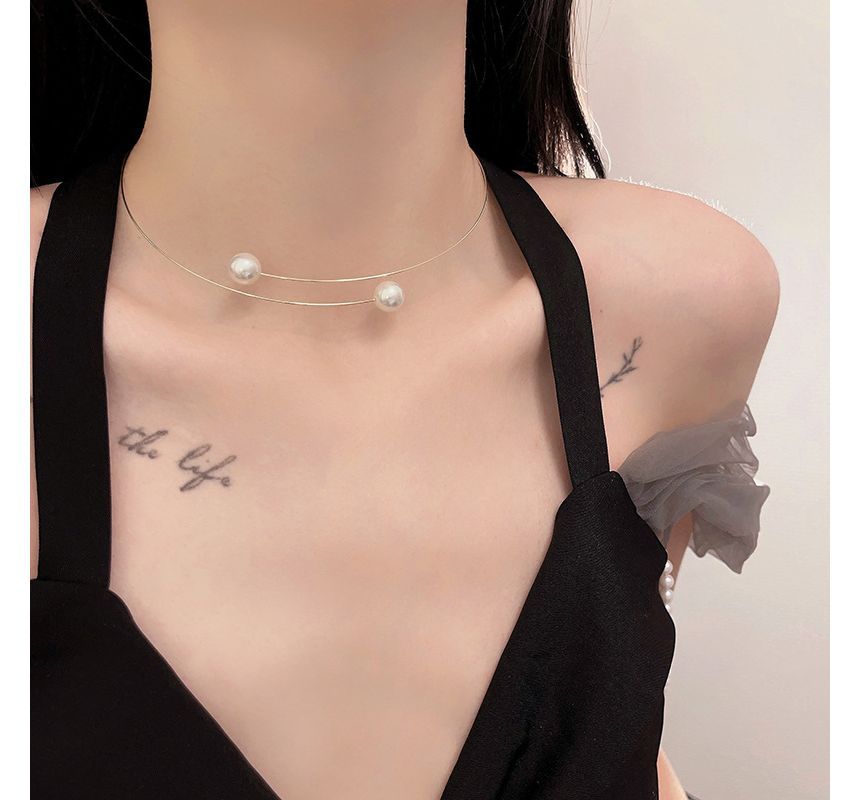 Choker Faux Open Alloy Pearl