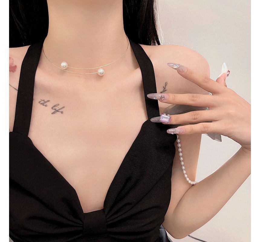 Choker Faux Open Alloy Pearl