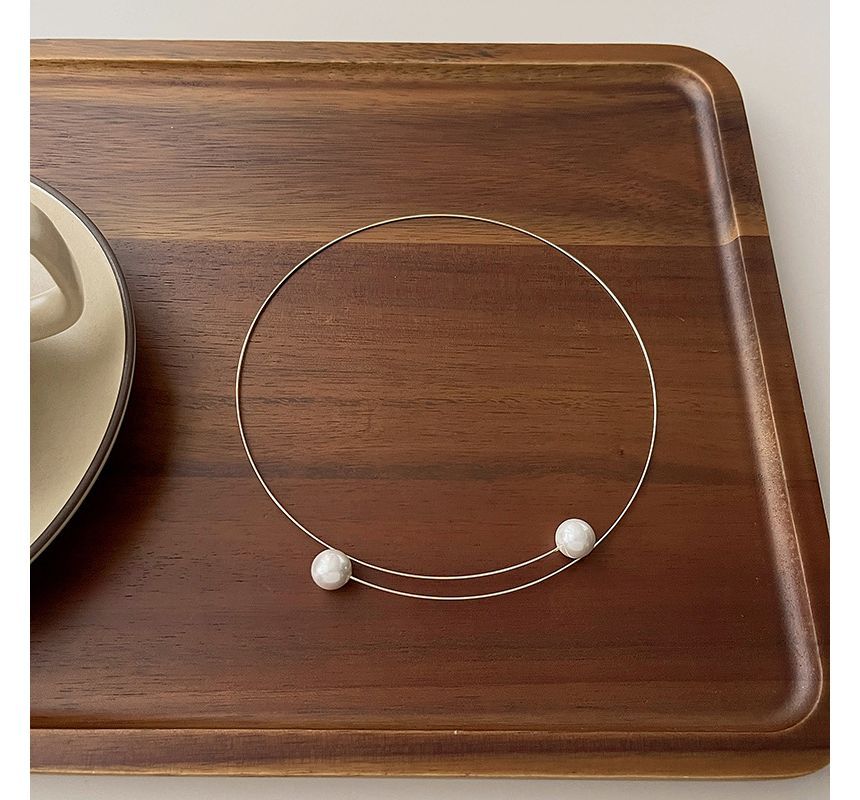 Choker Faux Open Alloy Pearl