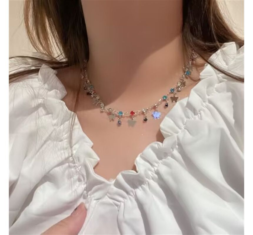 Butterfly Rhinestone Choker Alloy