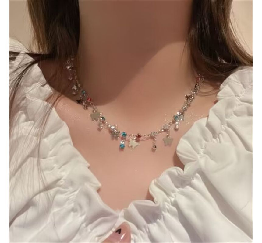 Butterfly Rhinestone Choker Alloy