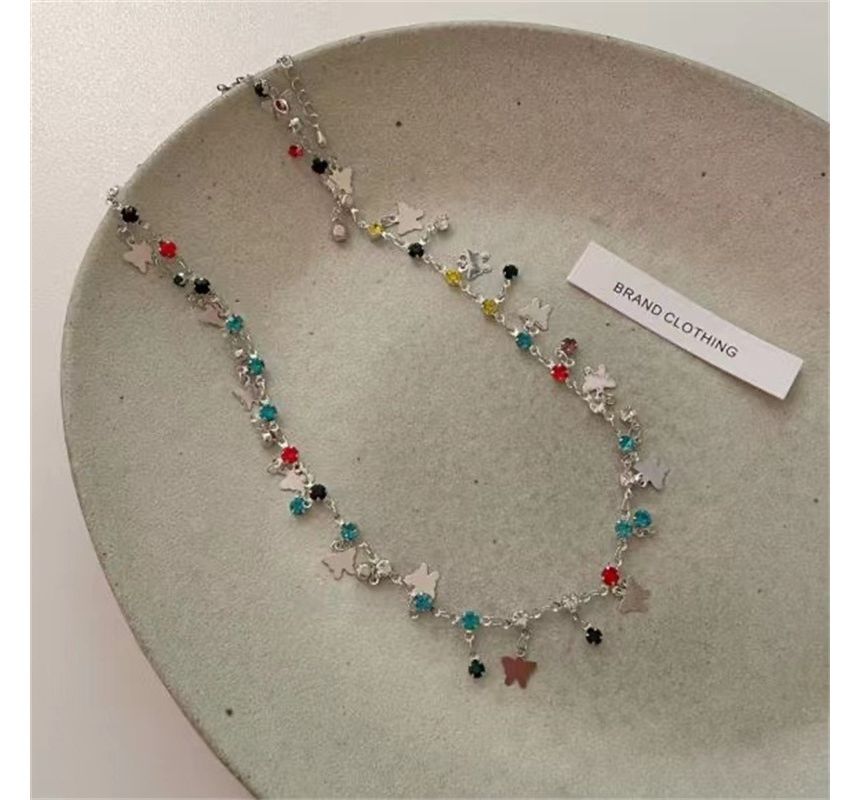 Butterfly Rhinestone Choker Alloy