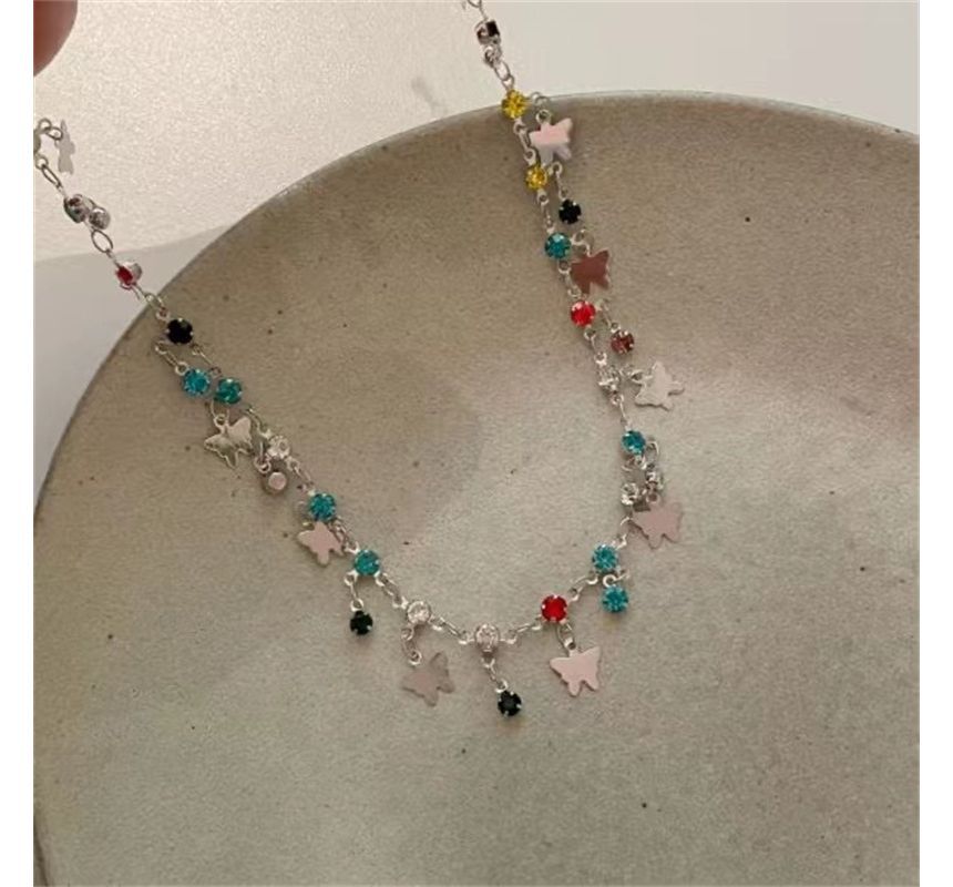 Butterfly Rhinestone Choker Alloy