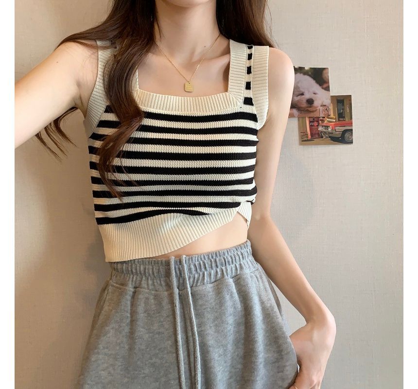 Tank Neck Striped Top Square Crop