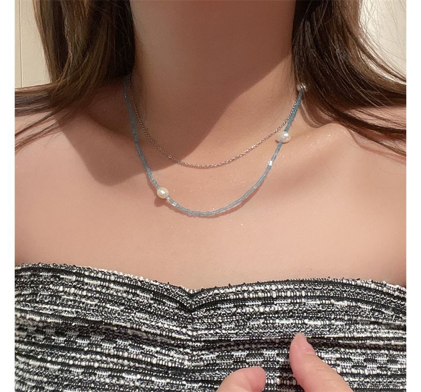 Choker Alloy Faux Layered Pearl