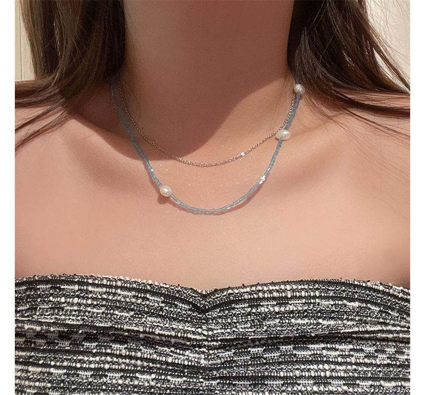 Choker Alloy Faux Layered Pearl
