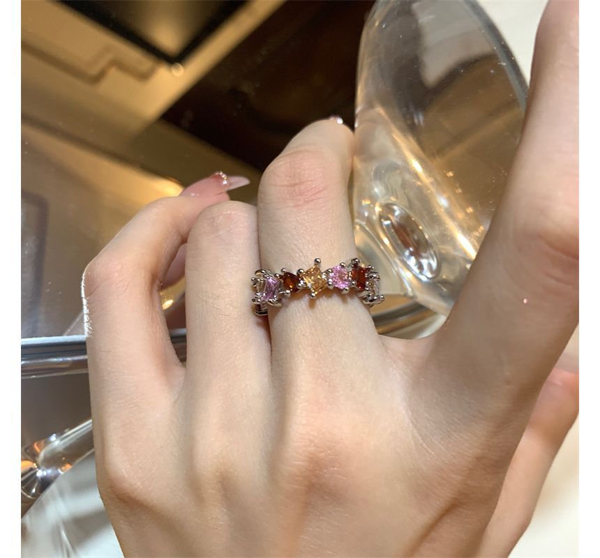 Open Rhinestone Alloy Ring