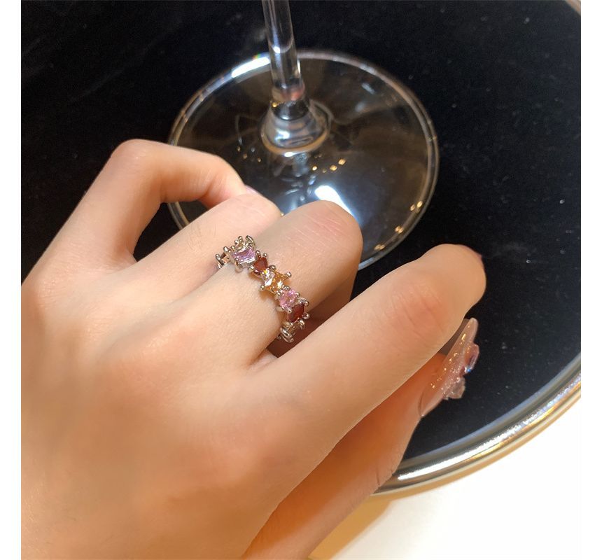 Open Rhinestone Alloy Ring