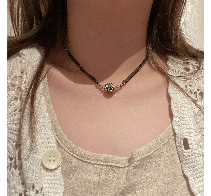 Bead Cord Pendant Bracelet / Choker